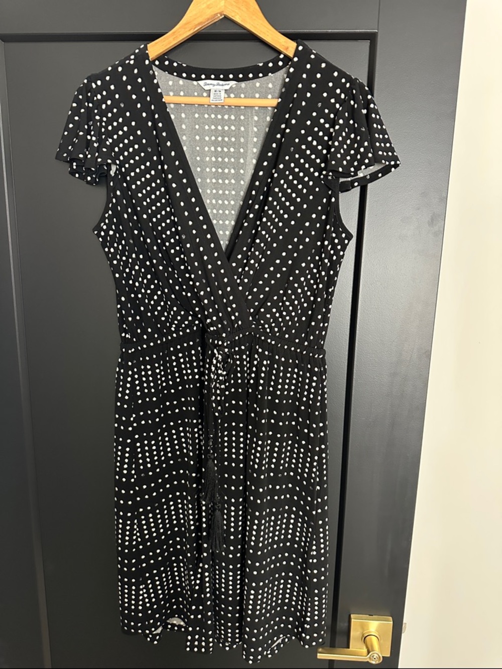 Tommy Bahama Black and White Polka Dot Midi Dress